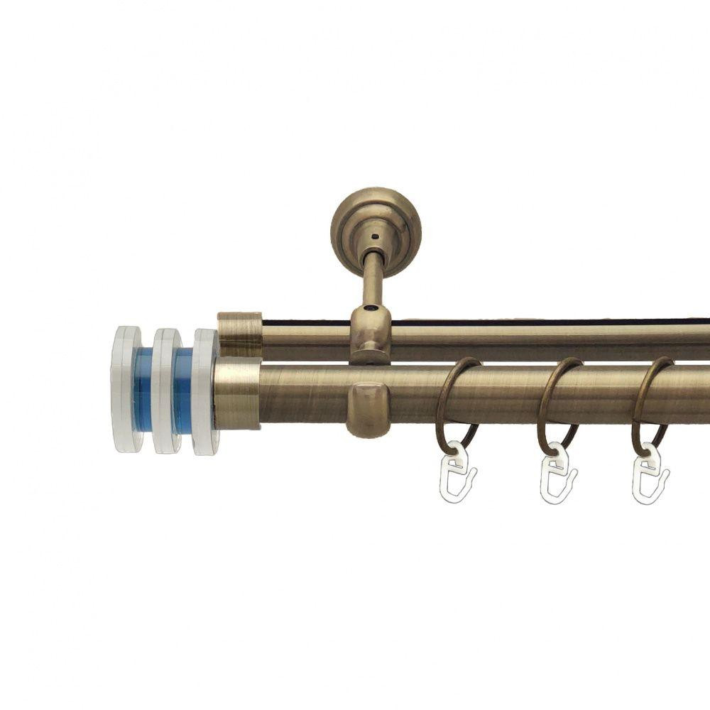 Карниз Orvit Акварія металевий дворядний опозитний гладка \ профільна труба кільце металеве Антик 25\19 мм 160 см (7524036) Львів - фото 1