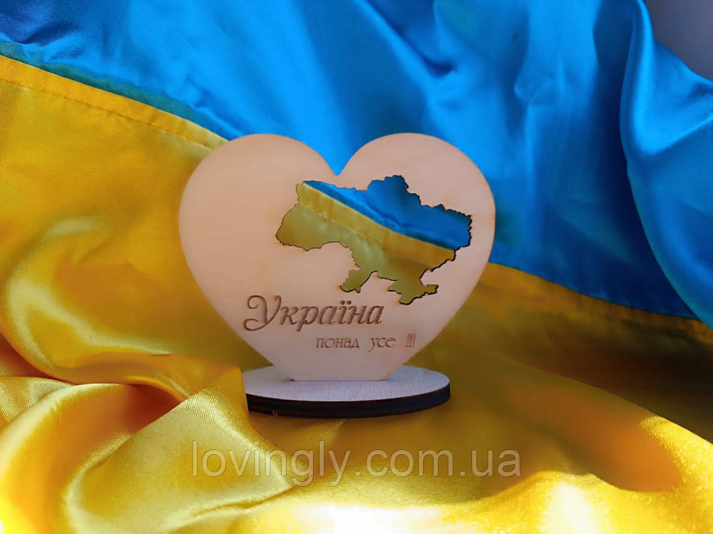 Патріотичний сувенір з дерева на робочий стіл  "Україна понад усе!" Ірпінь - фото 2