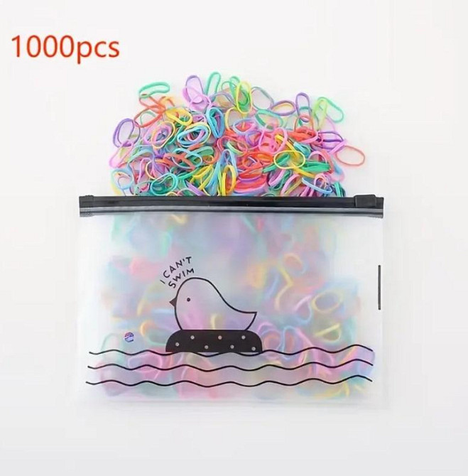 Набор 1000 разноцветных резинок для волос + сумка для хранения Киев - изображение 1