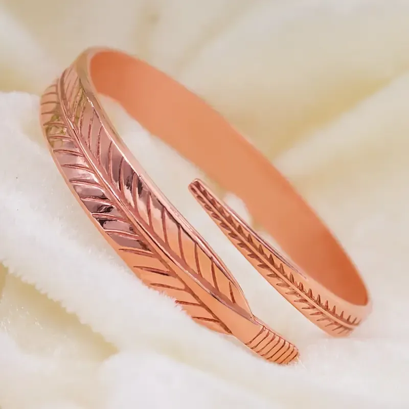 Медный браслет «Перо» — женский, регулируемый, медь 99,9% Киев - изображение 5