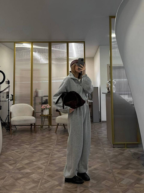 Женский теплый повседневный комбинезон трехнить на флисе Меланж, 46/48 Одесса - изображение 5