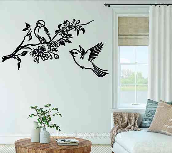 Декоративное настенное Панно «Птички», Декор на стену 70*38 см, Черный Киев