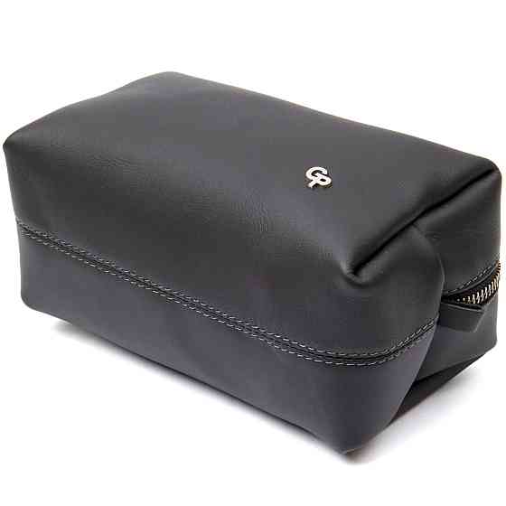 Матовий чоловічий шкіряний несесер GRANDE PELLE 11509 Чорний Київ