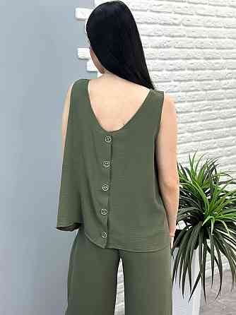 Літній костюм зі штанами палаццо "Stellar" оптом | Норма і батал | Розпродаж моделі Хакі, 42-44 Київ