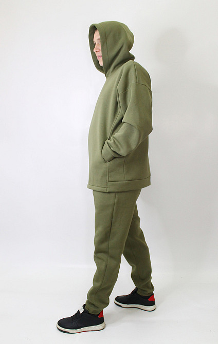 Чоловічий спортивний теплий костюм на флісі Хакі 52 Харків - фото 3