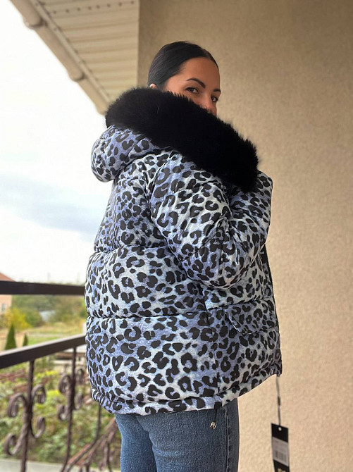 Куртка женская Lady Yep 9063 удлиненная леопардовый принт с меховым капюшоном, серый, 44 Киев - изображение 12