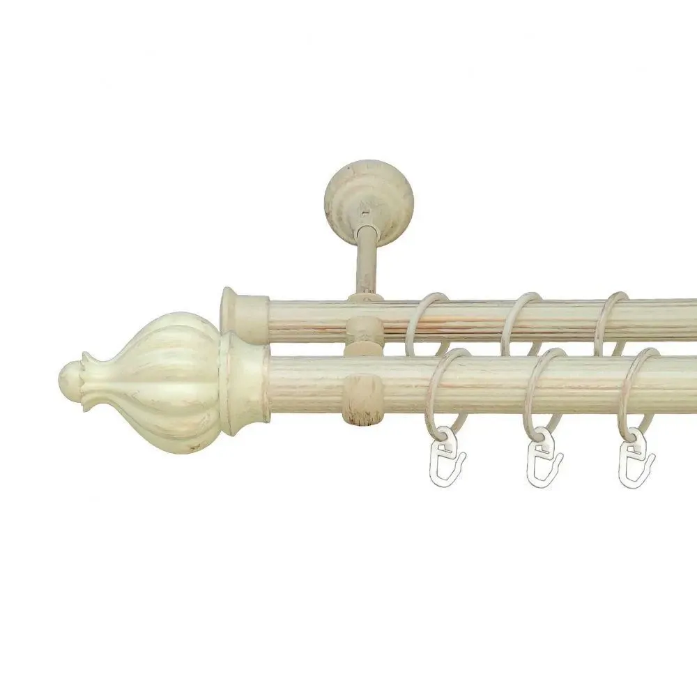 Карниз Orvit Таджа металевий дворядний ретро рифлена труба кільце металеве Біле Золото 25\19 мм 160 см Львов - изображение 1