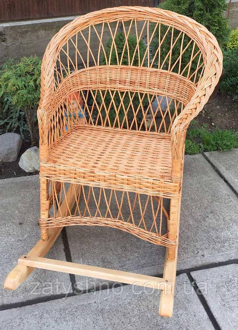 Крісло гойдалка плетена | крісло-гойдалка на полозах | крісло гойдалка з лози Київ - фото 3