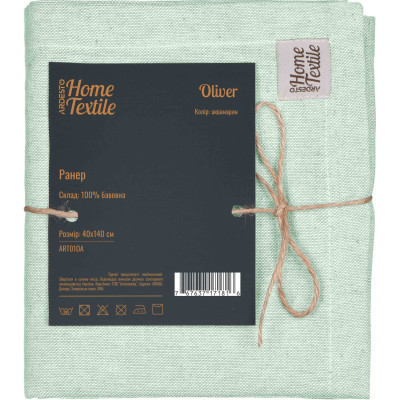 Дорожка на стол Ardesto Oliver, 100% хлопок, аквамарин 40х140 см (ART01OA) Винница - изображение 1