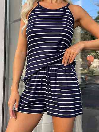 Жіночий літній костюм у смужку "Cascade" оптом | Батал Синій, 50-52 Київ