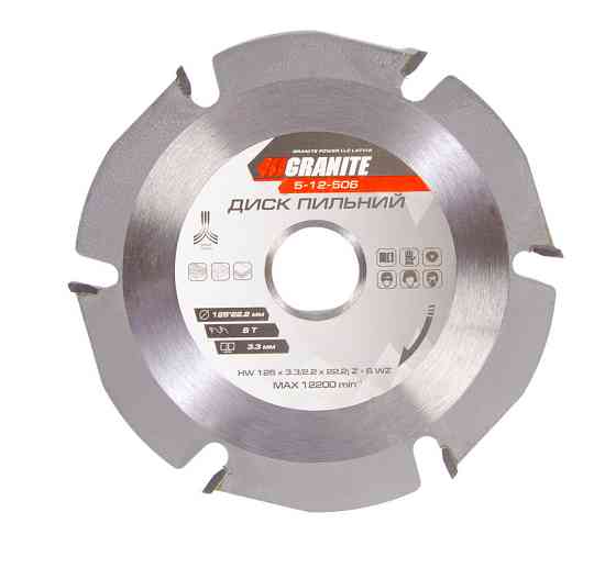 GRANITE Диск пильний для дерева GRANITE з твердосплавними напайками 125х22.2х6Т 12200 об/хв 5-1 Коломия