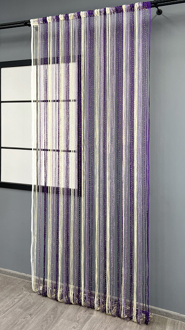 Штори-нитки з люрексом Молочний з бузковим і фіолетовим 300х300см 1 шт (61-126) Київ - фото 4