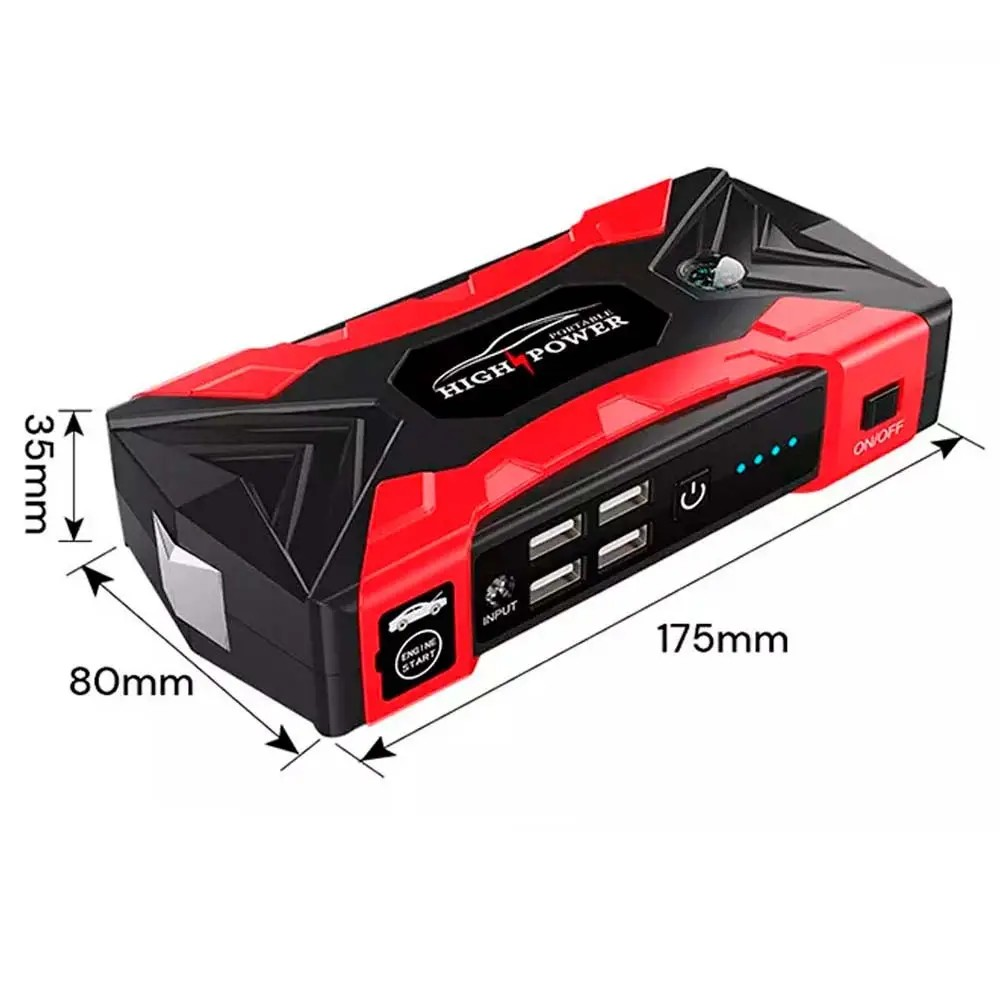 Пускозарядний пристрій бустер Jump Starter QY33 99800mAh 4 USB Чорно-червоний Вінниця - фото 6
