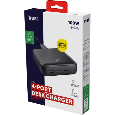 Зарядное устройство Trust 3xUSB-C + USB-A 100W PD black (25242_TRUST) Винница - изображение 8