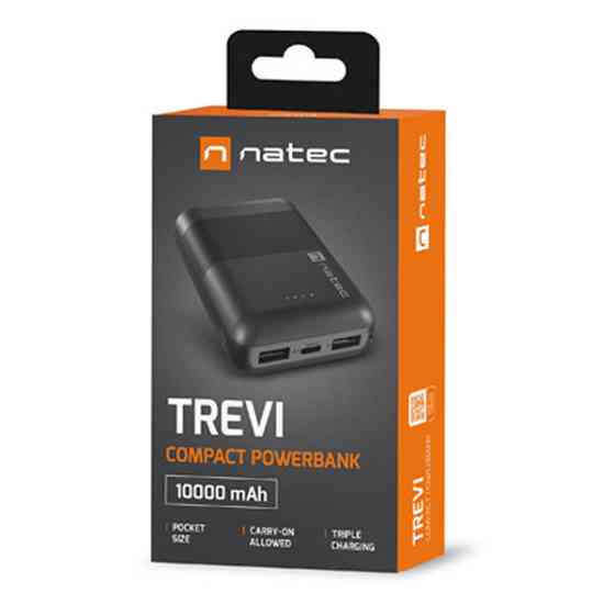 УМБ Natec 10000mah Trevi Compact 2x USB-A + 1x USB -C Black чорна (NPB-1941) Киев
