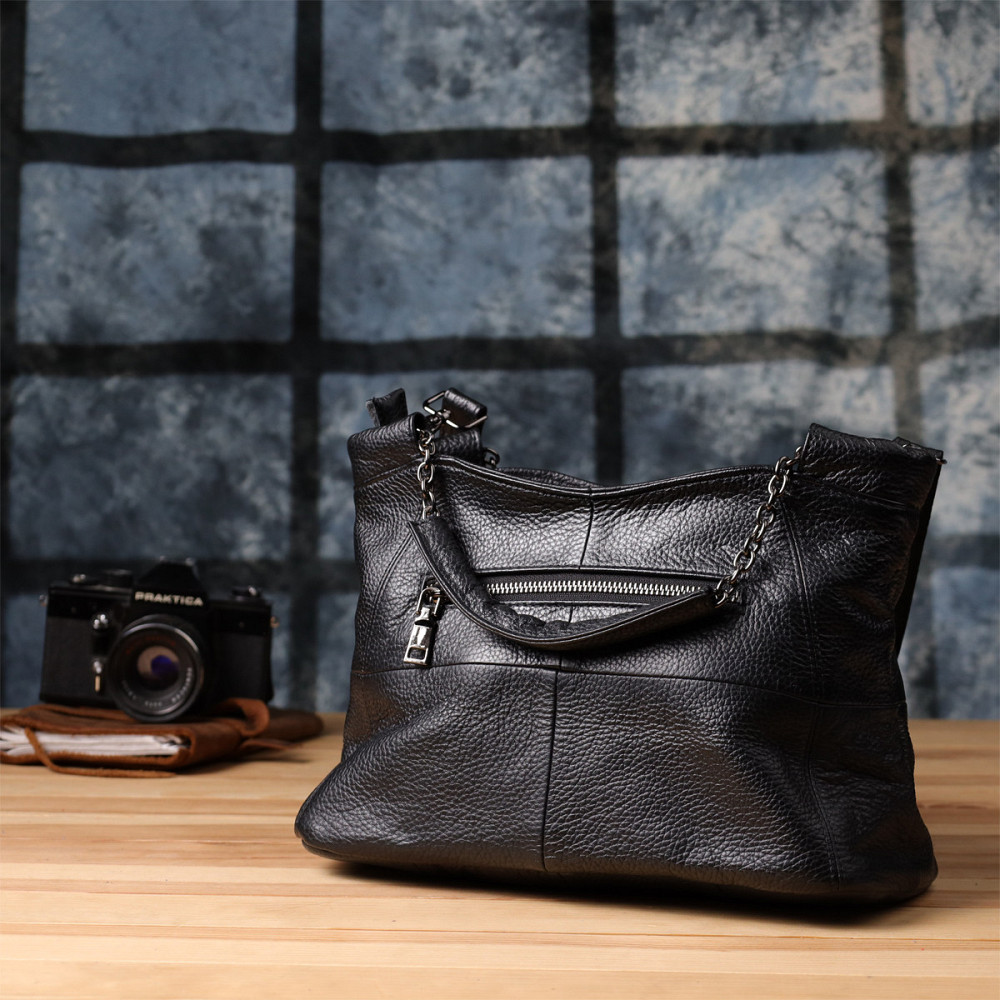 Повседневная сумка из натуральной кожи для женщин Vintage 22992 Черный Киев - изображение 10