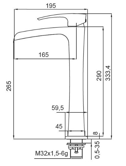 Високий водоспадний змішувач для умивальника Koer KB-15007-04 хром+білий (KR5156) Харків - фото 2
