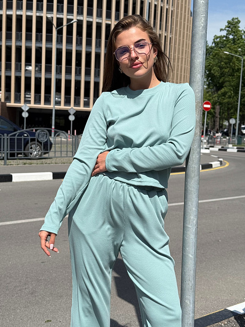 Жіночий костюм штани з широкими штанами Оливовий XS/S Харків - фото 8