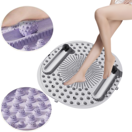 Килимок для масажу ніг круглий 55х55 см акупунктурний масажний для: йоги, стоп акупунктурних точок і тіла, сірий Кам'янець-Подільський