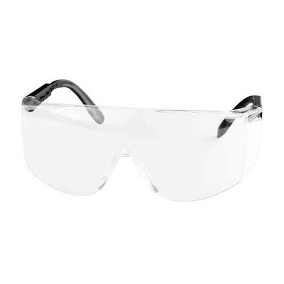 Окуляри захисні, прозорі, лінзи полікарбонат, регульовані заушники чорні нейлонові, захист від удару INTERTOOL SP-0098 Київ