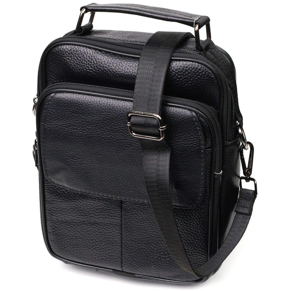 Практичный мужской мессенджер из натуральной кожи Черный (Vintage) Киев - изображение 5