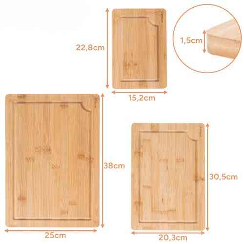 Набір бамбукових кухонних дощок 3 шт з підставкою Ruhhy (26265) Нововолинськ