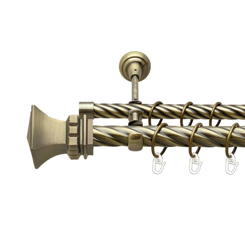 Карниз Orvit Емпорія металевий дворядний відкритий скручена труба кільце металеве Антик 25\19 мм 160 см (00-00018332) Львів - фото 1