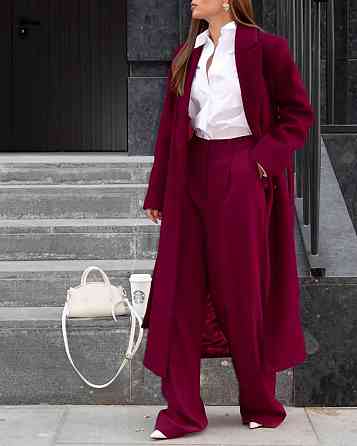 Стильное женское утепленное пальто длина макси кашемир Бордо Одесса