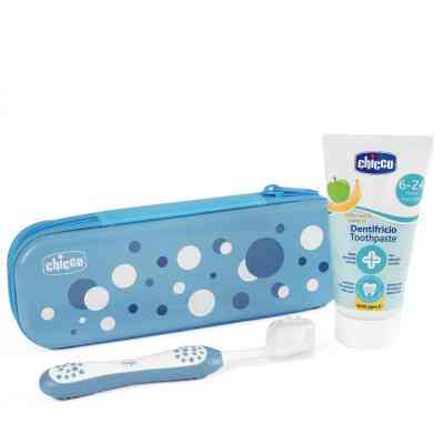 Дорожный набор Chicco зубная щетка и зубная паста, 6-24 мес Голубой (12098.00) Винница