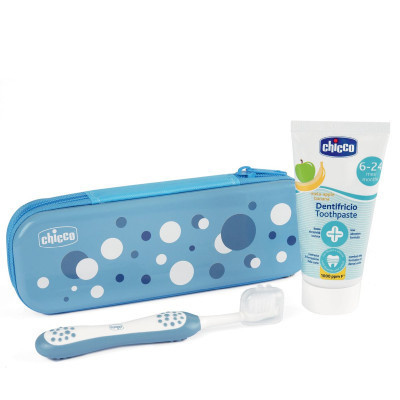 Дорожный набор Chicco зубная щетка и зубная паста, 6-24 мес Голубой (12098.00) Винница - изображение 1