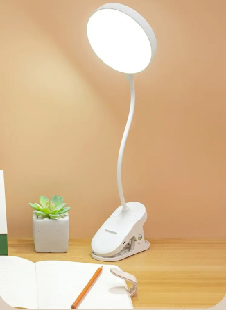 Гнучка LED настільна USB-лампа з прищіпкою та тримачем для смартфона, акумуляторна, сенсорна, 12 LED, 6000K, біла Київ