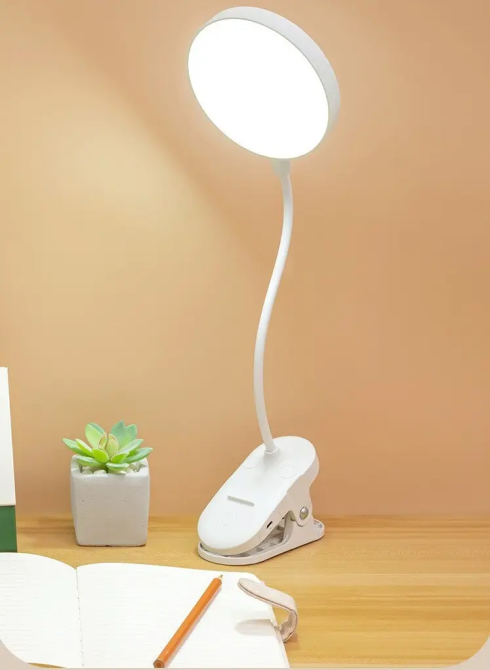 Гнучка LED настільна USB-лампа з прищіпкою та тримачем для смартфона, акумуляторна, сенсорна, 12 LED, 6000K, біла Київ - фото 5
