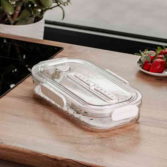 Контейнер для їжі пластиковий 32.5х17.5х6 см харчовий контейнер з індикатором дати 1 л Білий HP-27-7 Коломия