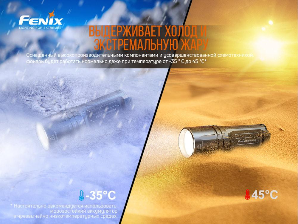 Ручний тактичний ліхтарик Fenix TK35UE V2.0 5000лм 2 х 18650 (Чорний) Вінниця - фото 9