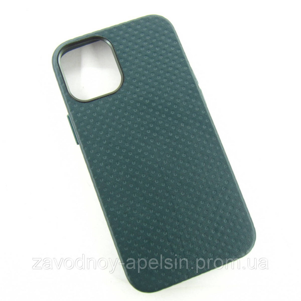 Iphone 12 mini Шкіряний чохол Перфорація (зелений) Одеса - фото 1