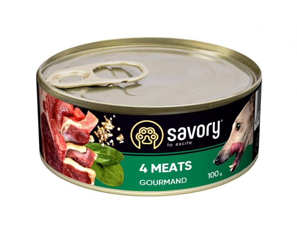 Консервы для собак Сейвори Savory Dog Gourmand 4 вида мяса, 100 г Винница - изображение 1