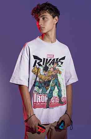 Футболка з аніме принтом Суперхеро Ретро С Гамер оверсайз (S/M/L) Чорний AnimeJ1093 Дніпро