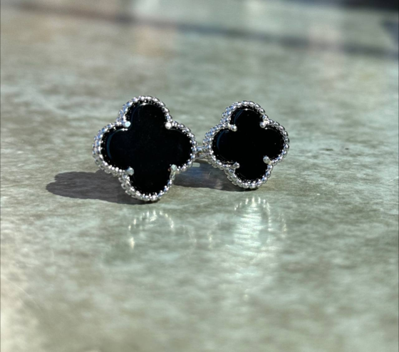 Van Cleef сережки, браслет, кільце / чорна емаль / біле золото UA 750 Одеса