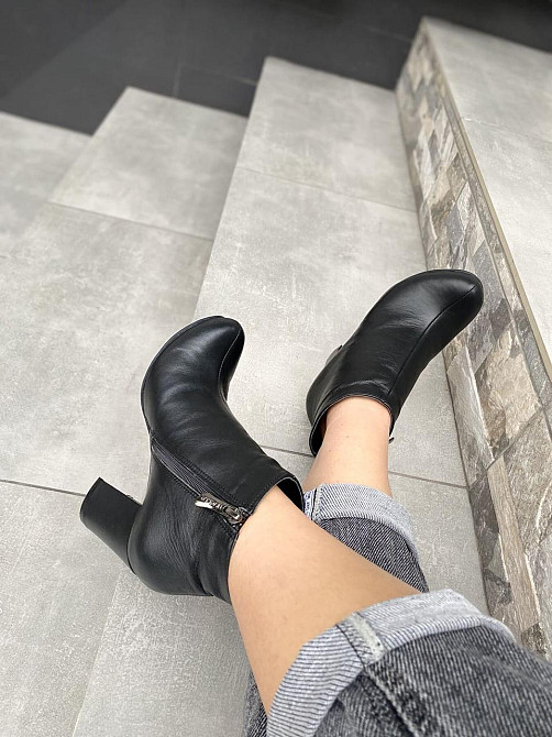 Nivelle Класичні черевики жіночі з натуральної шкіри чорні на підборах весна-осінь демісезонні Коломия - фото 2