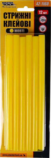 Стрижні клейові MASTERTOOL 11.2х200 мм 12 шт жовті 42-1160 Коломия - фото 2
