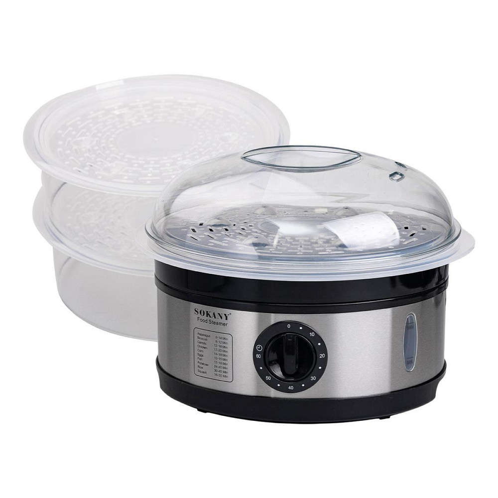 Пароварка електрична трирівнева 650 Вт 11 л з таймером і захистом від перегріву Sokany SK-07018 Київ - фото 6