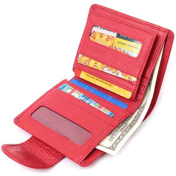 Яркий кошелек для женщин с карманом для монет из натуральной кожи ST Leather 22726 Красный Киев
