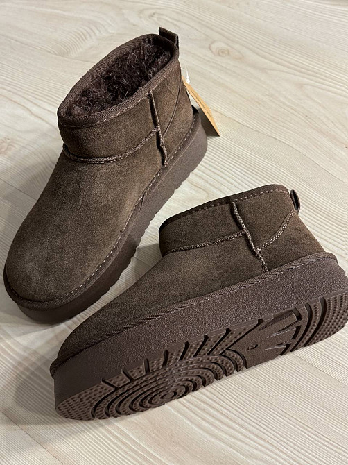 Угги женские Hengji 25-7 натуральная замша короткие на высокой подошве коричневые, 41, 25,5 см Киев - изображение 5