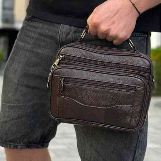 Чоловіча шкіряна сумка барсетка 24×16×6.5, месенджер через плече з коричневою ручкою BEXHILL 61881B Київ