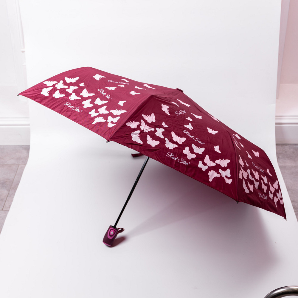 Зонт полуавтомат с принтом прочный из полиэстера диаметр 97 см Красный HP-23-2R Киев - изображение 4