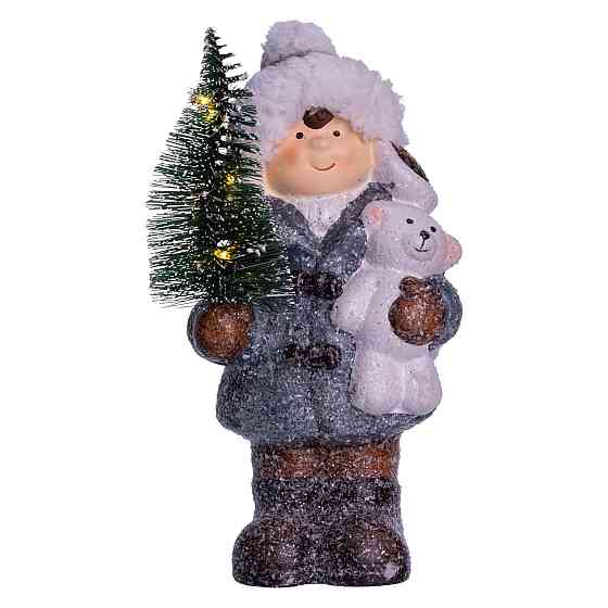 Yiwu Новорічна фігурка з підсвічуванням Дівчинка з ялинкою з порцеляни 10×9×18 (см) CR-5-16 Коломия