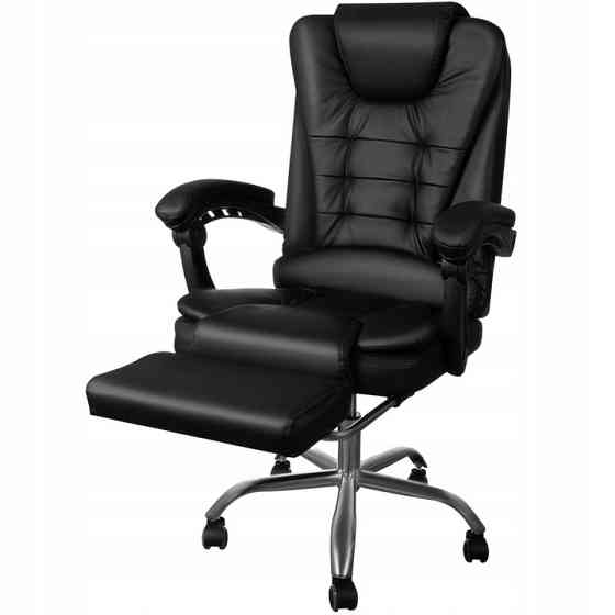 Офисное кресло с подставкой для ног из экокожи до 130 кг Malatec (26195) Black Нововолынск