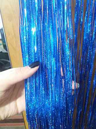 Дождик на елку с голограммой 1 м на 10 см синий Киев