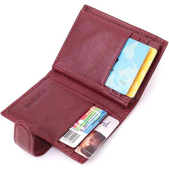 Практична візитниця з натуральної шкіри ST Leather 22468 Бордовий Київ