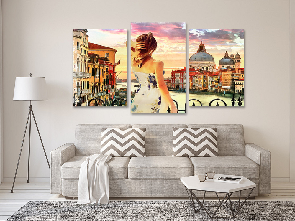 Модульная картина в гостиную / спальню  Дівчина в Венеції Art-511_3 70x130 см Київ - фото 2
